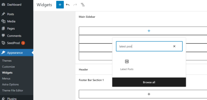 Recent posts widget Add latest post widget block