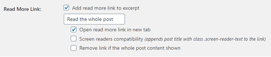 Restoring and customizing the 'Read More' link using the Advanced Excerpt plugin Restoring and customizing the 'Read More' link using the Advanced Excerpt plugin