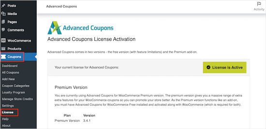 Activarea versiunii premium Advanced Coupons