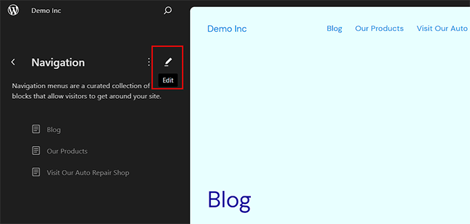 Click the Edit icon in the FSE Click the Edit icon in the FSE