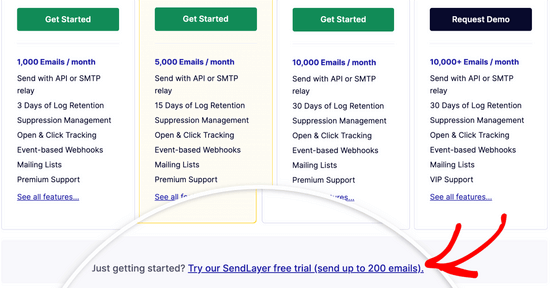 Click SendLayer free trial link Click SendLayer free trial link