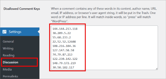 disallowed comment keys disallowed comment keys