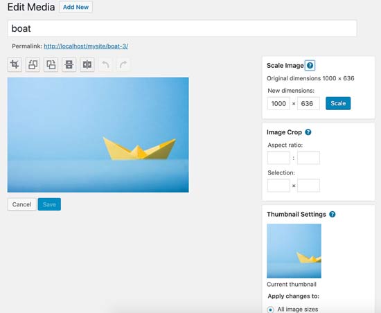 WordPress image editing features WordPress image editing features