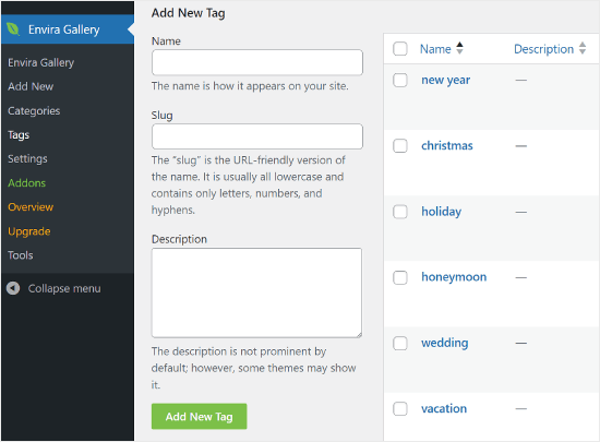 Envira Gallery tags feature Envira Gallery tags feature