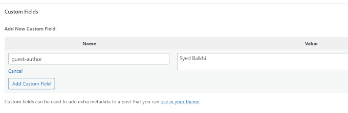 Adding guest author custom field Guest author custom field
