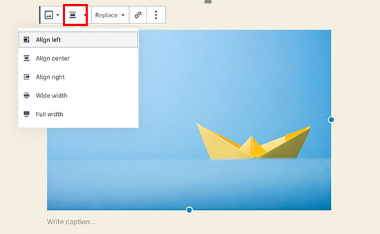 Image alignment options Image alignment options