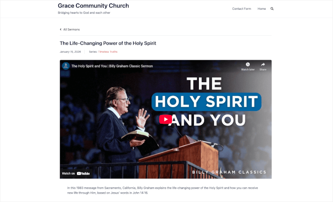 Sermon live on a WordPress website