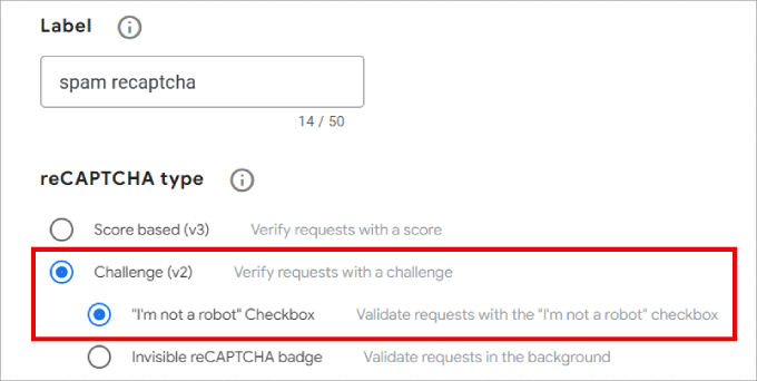Selecting the 'reCAPTCHA v2' and 'I'm not a robot' checkbox recaptcha v2