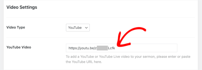 Adding the video URL