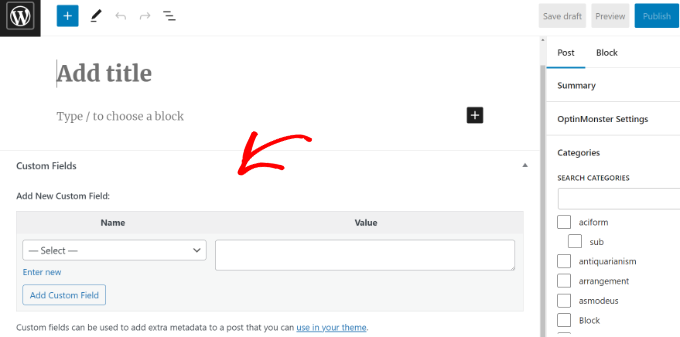 Custom fields metabox below the post editor View custom fields in WordPress