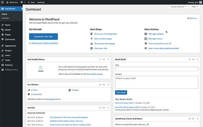 WordPress dashboard WordPress is easy to use