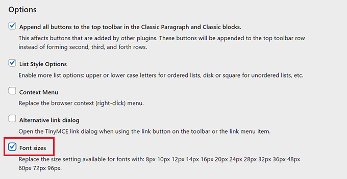 Ajouter plus de tailles de police