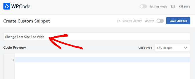 Entrer un titre pour le code de taille de police