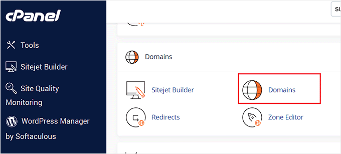 Click the Domain option in the cPanel Click the Domain option in the cPanel