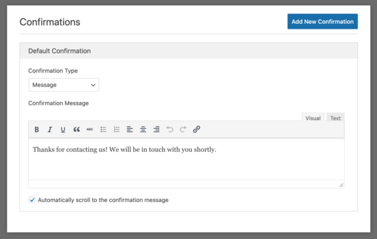 WPForms bekräftelsemeddelande WPForms bekräftelsemeddelande