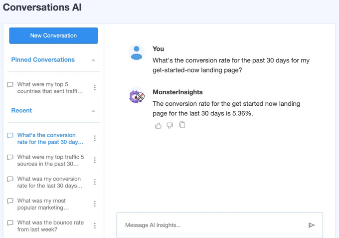 Ask Conversations AI any question about your analytics Ask Conversations AI any question about your analytics