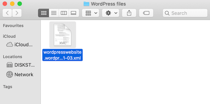 An example of an exported WordPress navigation menu file An example of an exported WordPress navigation menu file
