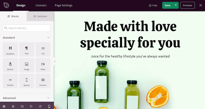 The SeedProd drag and drop page builder The SeedProd drag and drop page builder