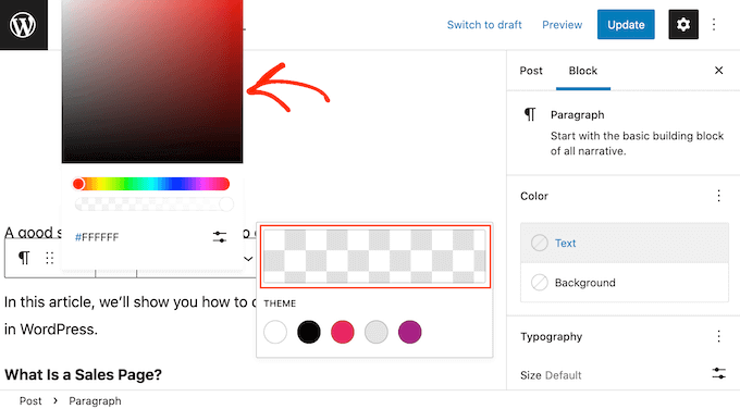 Customizing your text using the color picker Customizing your text using the color picker