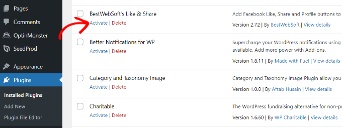 Activate plugins on your site after reset Activate plugins on your site after reset