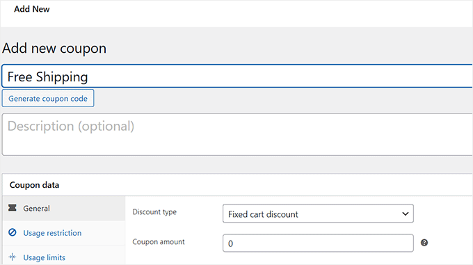 Add coupon name and description