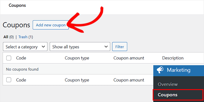 Click the Add new coupon button