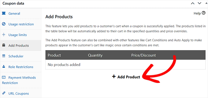 Click the Add Product option