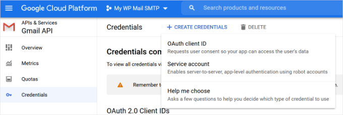 Click create credentials Click create credentials