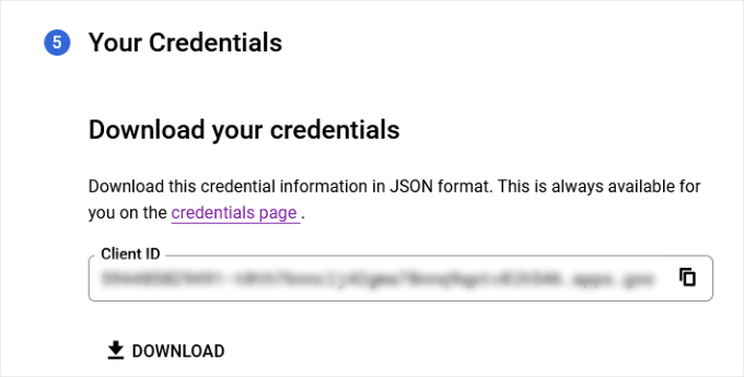 Your Credentials section Your Credentials section