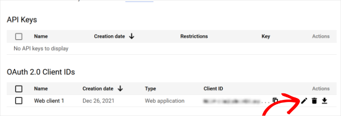 Edit credentials Edit credentials