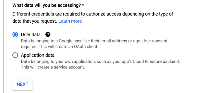 Select user data Select user data