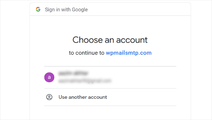 Choose Google account Choose Google account