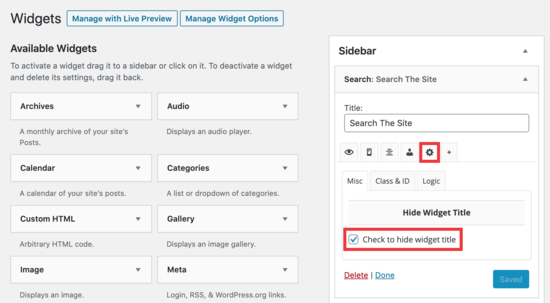 Hide Widget Title Settings Hide widget title settings