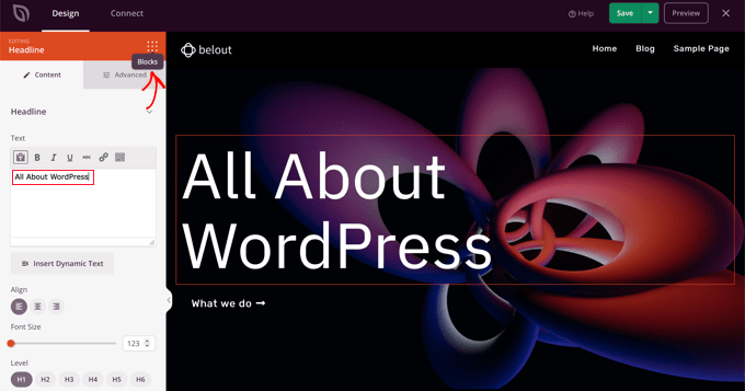 When You Edit a Block's Text, It Is Immediately Updated in the Preview When You Edit a Block's Text, It Is Immediately Updated in the Preview