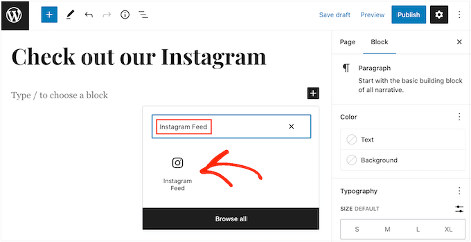 Ajouter le bloc Feeds for Instagram à votre site WordPress Ajouter le bloc Feeds for Instagram à votre site WordPress