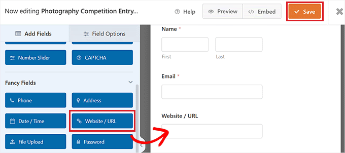 Save the form after adding additional fields Save the form after adding additional fields