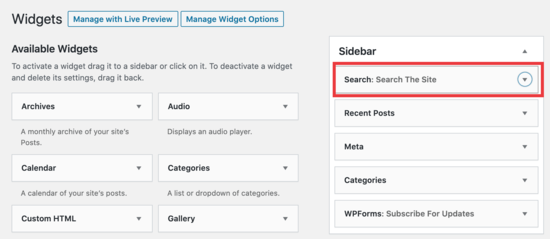 Sidebar Widget View Sidebar widget view