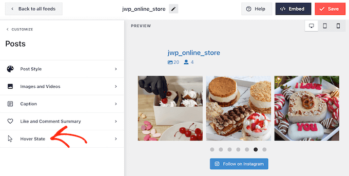 Personnaliser l'état de survol pour un flux de photos Instagram intégré Personnaliser l'état de survol pour un flux de photos Instagram intégré