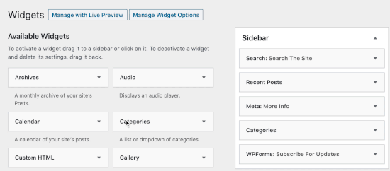 Drag and Drop Widget into Sidebar Drag and drop widget into sidebar
