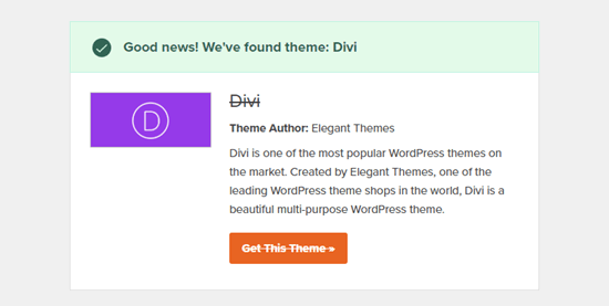 The WordPress Theme Detector in action, detecting the Divi theme The WordPress Theme Detector in action, detecting the Divi theme