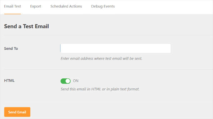 Send test email Send test email
