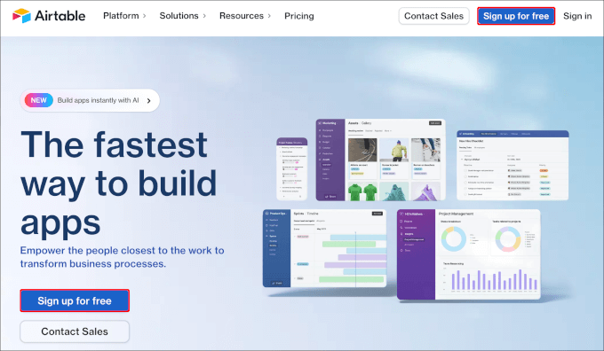 Signing up for Airtable Signing up for Airtable