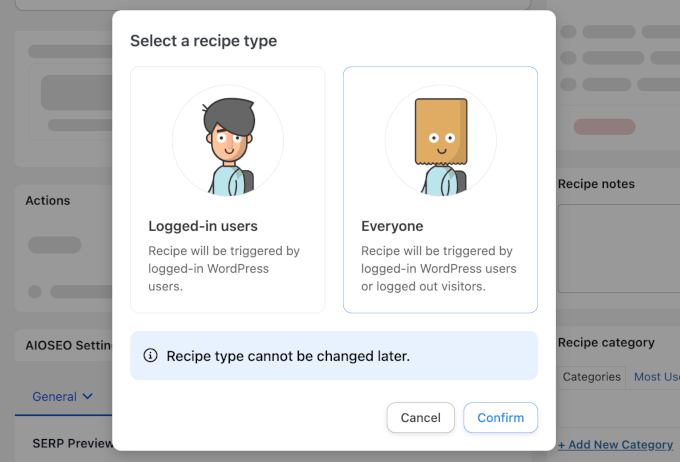 Choosing Everyone for the recipe type Choosing Everyone for the recipe type