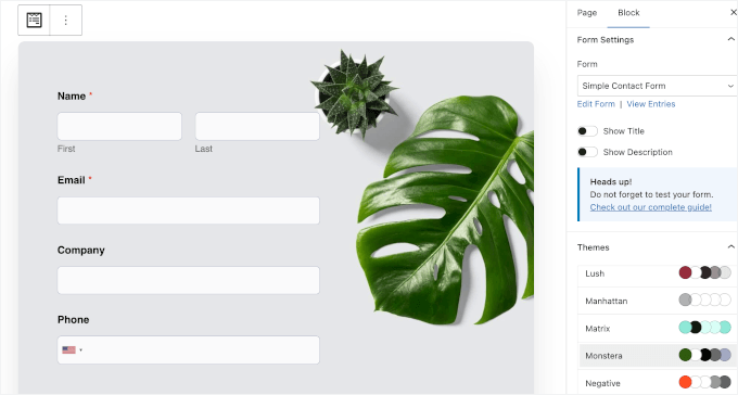 Stosowanie motywu WPForms do formularza Airtable