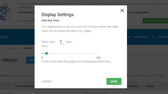 Modificați frecvența de afișare a barei de alertă