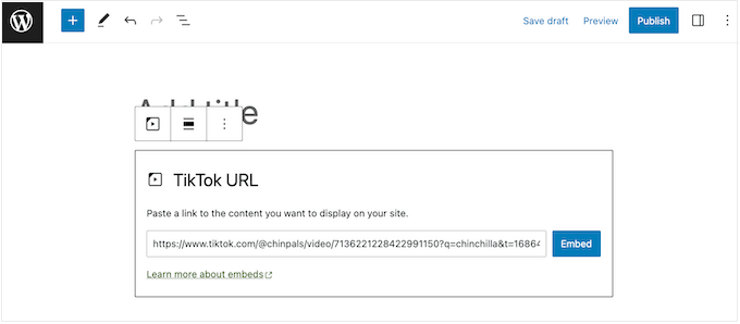 TikTok WordPress-blocket TikTok WordPress-blocket