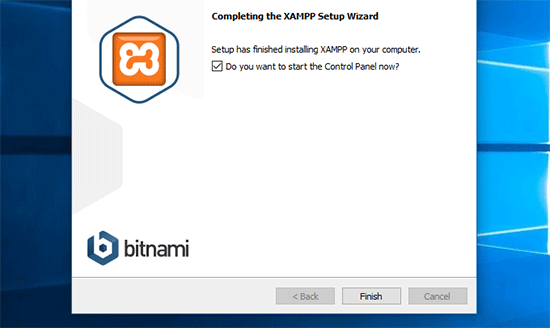 Finish set up and launch XAMPP control panel Finish set up and launch XAMPP control panel