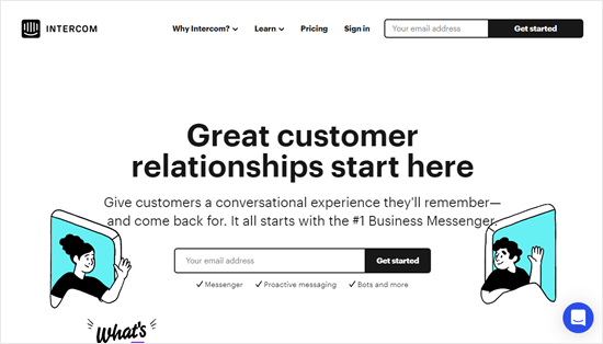 The Intercom website The Intercom website
