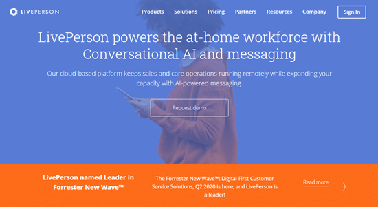 The LivePerson website The LivePerson website