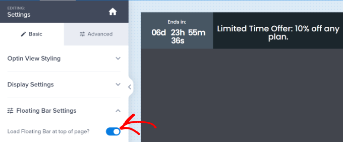 Mută bara de alertă în partea de sus